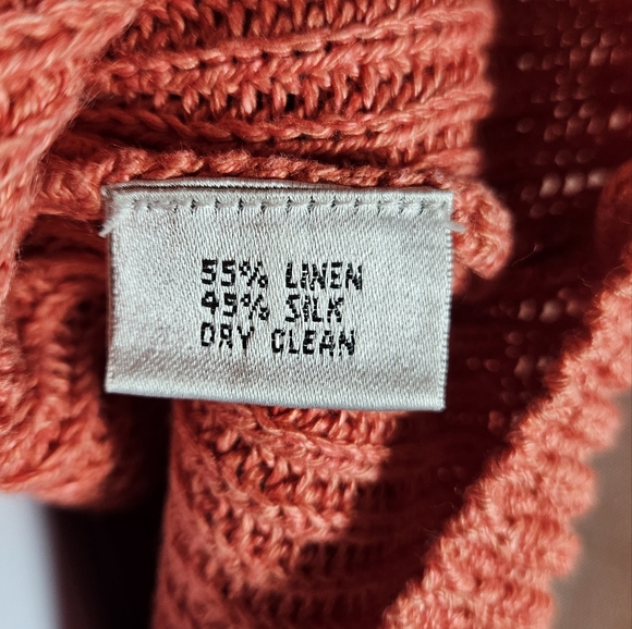 NWOT Talbots peach orange silk linen cable knit sweater Womens XLarge - Picture 6 of 6